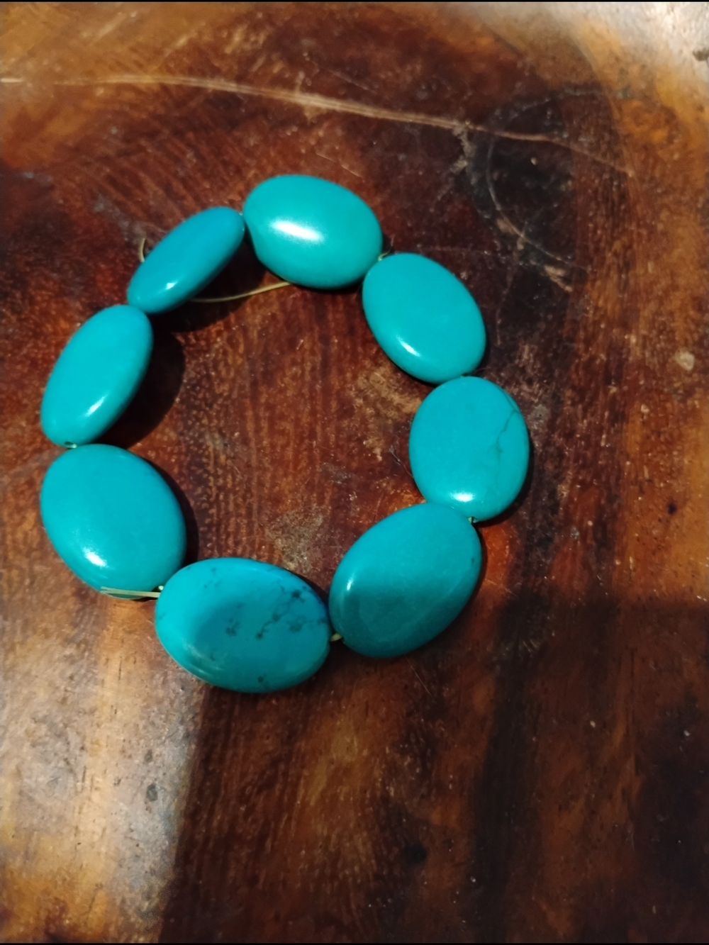 Turquoise Oval Bead Stretch Bracelet - Women Jewelry